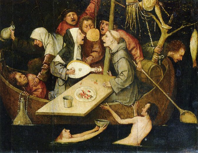 هیرۆنیمۆ بوش ؛ كه‌شتی گه‌مژه‌كان - كاری زه‌یت له‌سه‌ر ته‌خته‌ ساڵی ١٤٩٠-١٥٠٠- مۆزه‌خانه‌ی لۆڤه‌ر له‌پاریس Hieronymus Bosch 