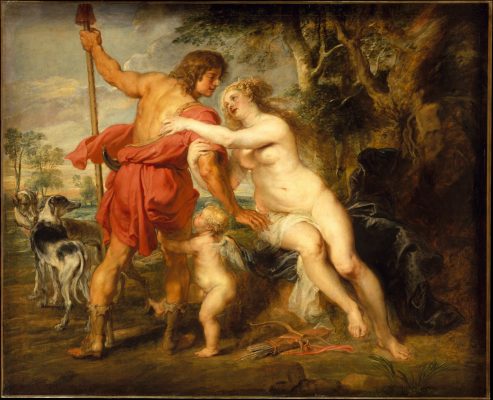 تابلۆی زەیتی لەسەر کەنڤاس؛ ڤینۆس و ئەدۆنیس، لەلایەن نیگارکێشی فلامی `پێتەر پاول ڕوبنس ١٥٧٧- ١٦٤٠` ناوەڕاستی ١٦٣٠ یەکان. Venus and Adonis, Peter Paul Rubens (Flemish, Siegen 1577–1640 Antwerp), probably mid-1630s,Oil on canvas. 